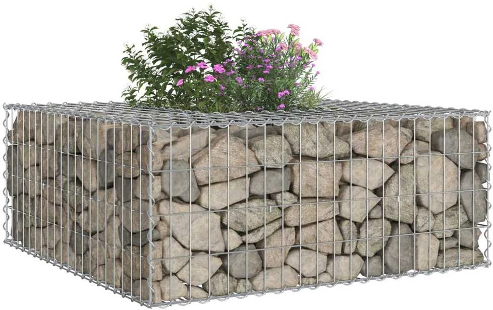 Gabioninė pakelta lova 100 x 100 x 40 cm Cinkuota plienas