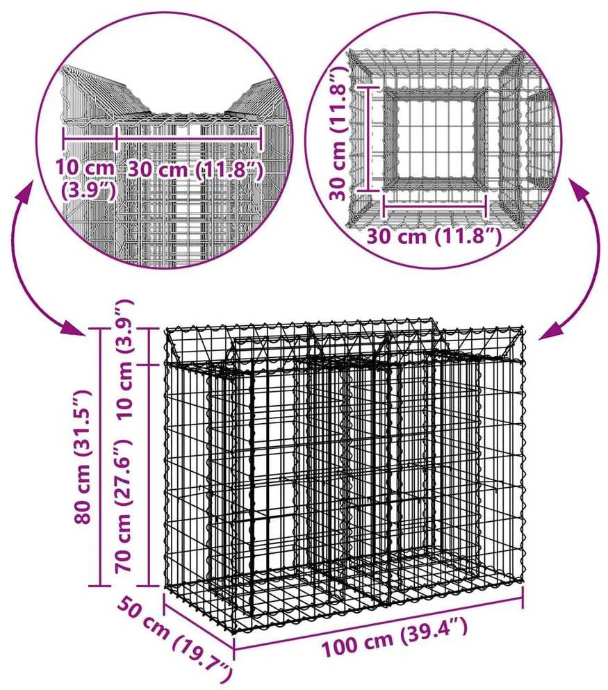 Gabioninė pakelta lova 100 x 50 x 80 cm Galvanizuotas plienas