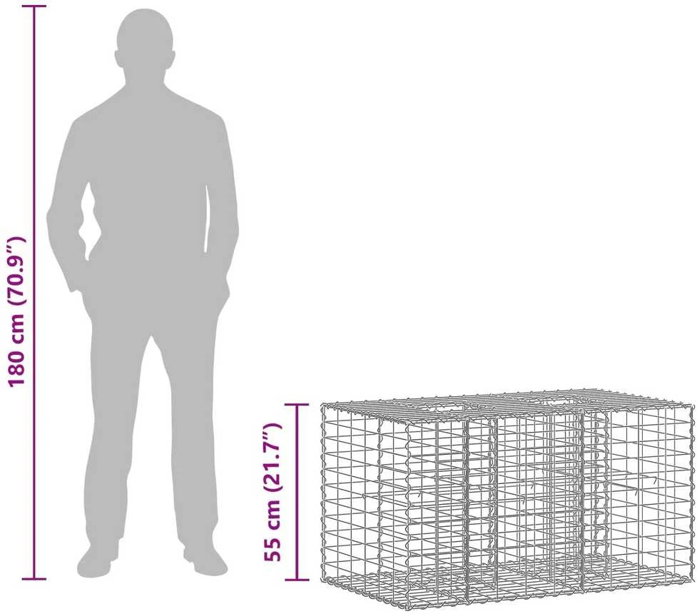 Gabioninė pakelta lova 100 x 60 x 55 cm Galvanizuotas plienas