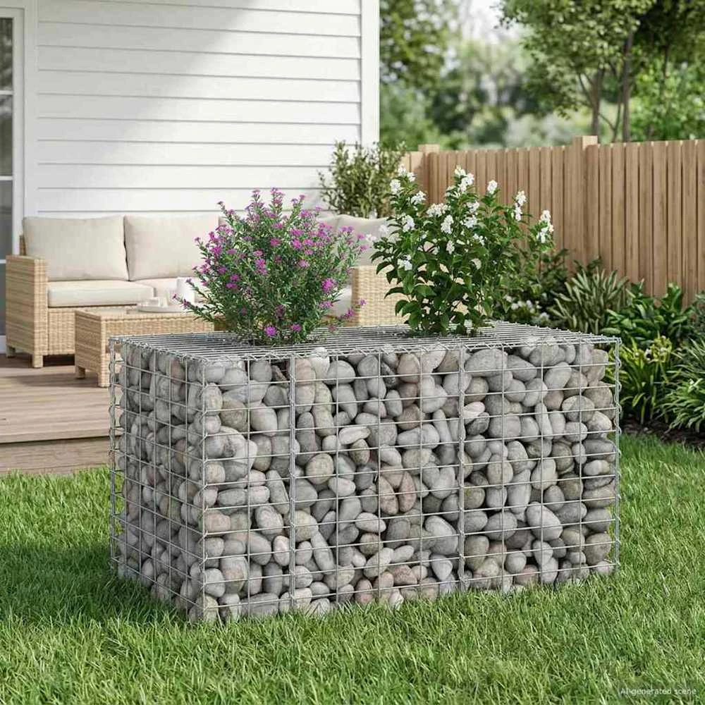 Gabioninė pakelta lova 100 x 60 x 55 cm Galvanizuotas plienas