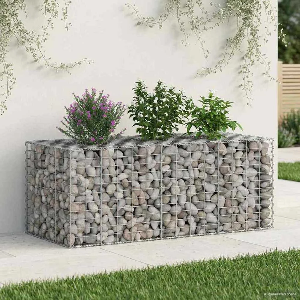 Gabioninė pakelta lova 140 x 60 x 55 cm Galvanizuotas plienas