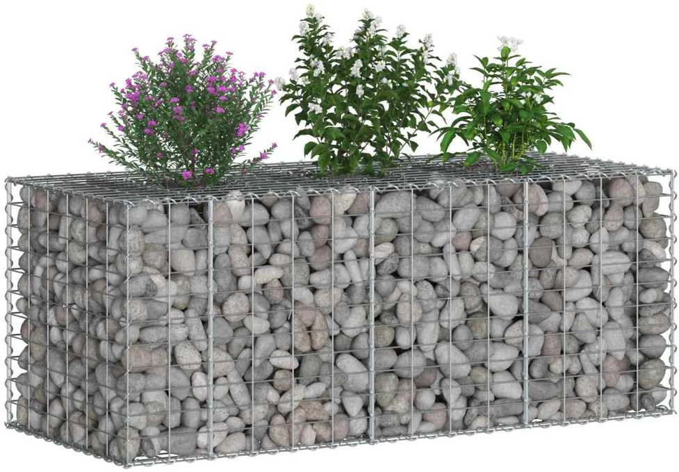 Gabioninė pakelta lova 140 x 60 x 55 cm Galvanizuotas plienas