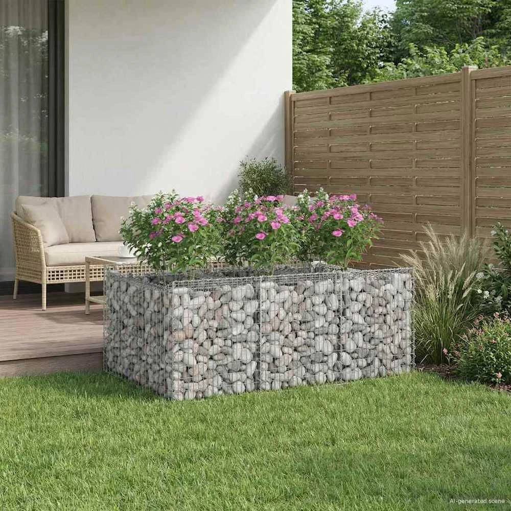 Gabioninė pakelta lova 150 x 100 x 60 cm Galvanizuotas plienas