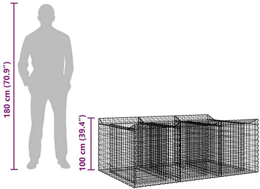 Gabioninė pakelta lova 150 x 100 x 60 cm Galvanizuotas plienas
