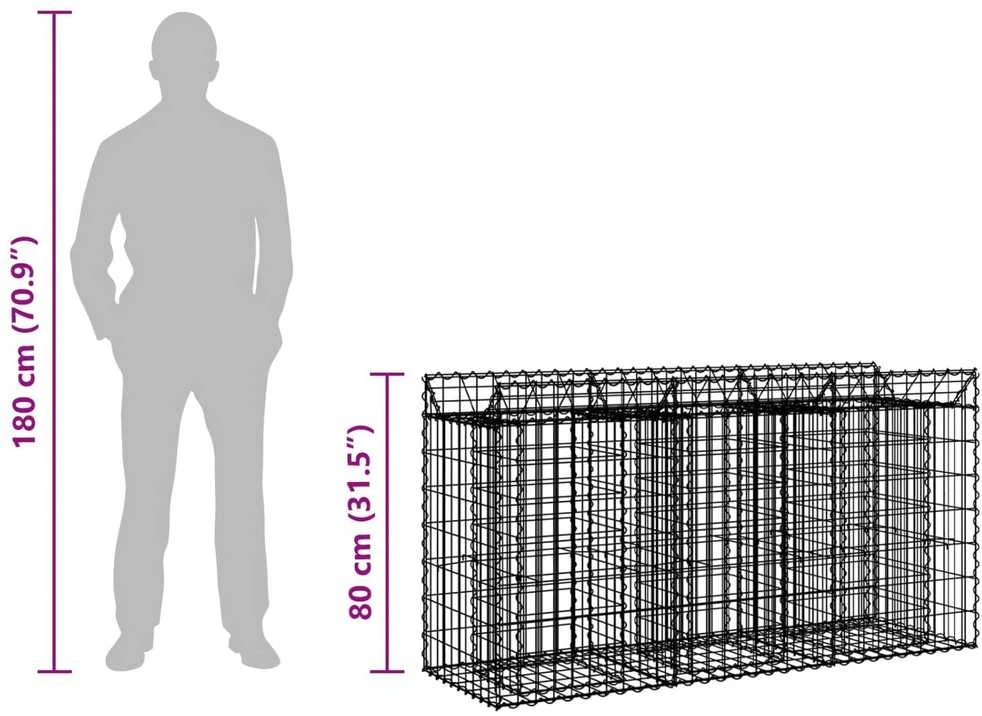 Gabioninė pakelta lova 150 x 50 x 80 cm Galvanizuotas plienas
