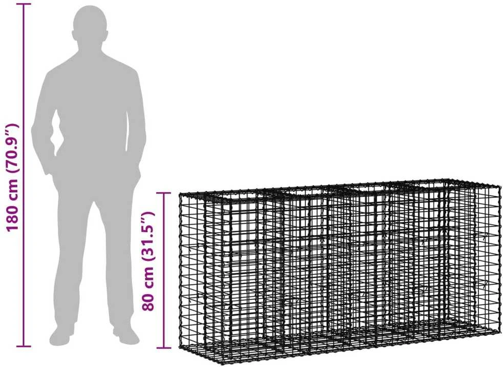 Gabioninė pakelta lova 170 x 50 x 80 cm Galvanizuotas plienas