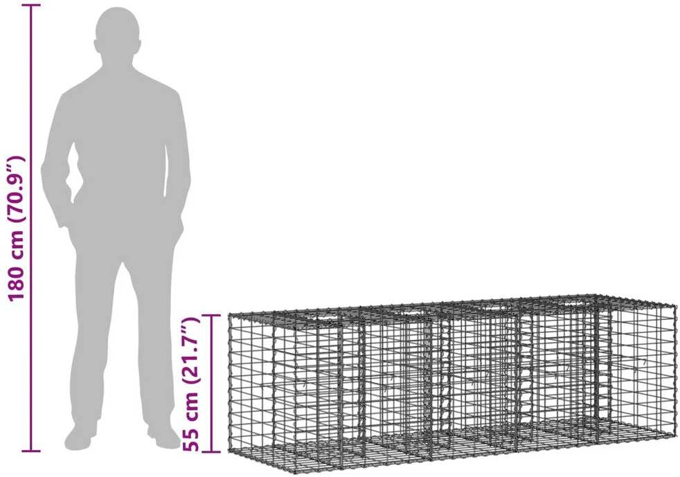 Gabioninė pakelta lova 180 x 60 x 55 cm Galvanizuotas plienas
