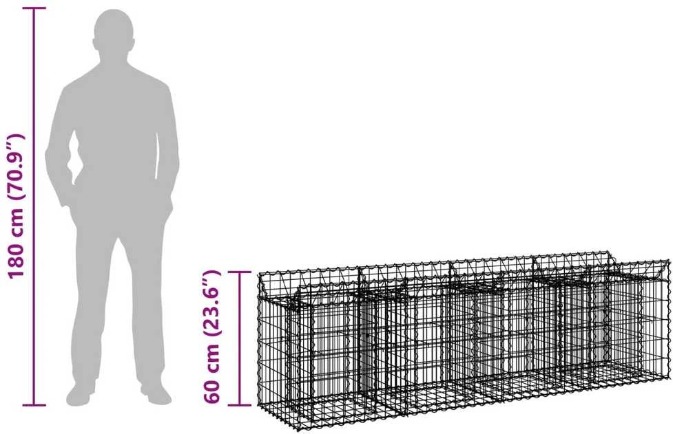 Gabioninė pakelta lova 200 x 50 x 60 cm Galvanizuotas plienas