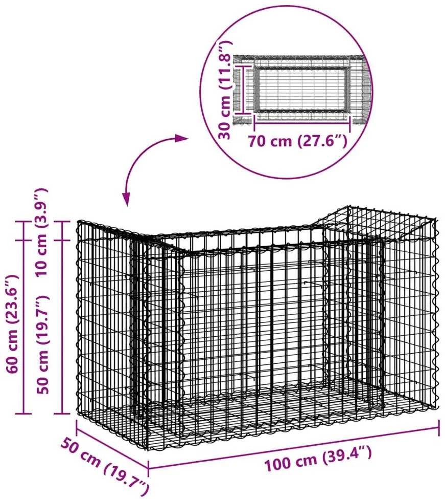 Gabioninė pakelta lova 50 x 100 x 60 cm Galvanizuotas plienas