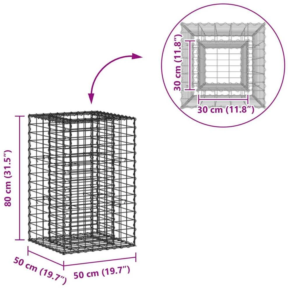 Gabioninė pakelta lova 50 x 50 x 80 cm Galvanizuotas plienas
