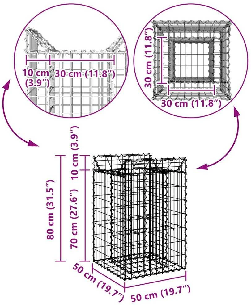 Gabioninė pakelta lova 50 x 50 x 80 cm Galvanizuotas plienas
