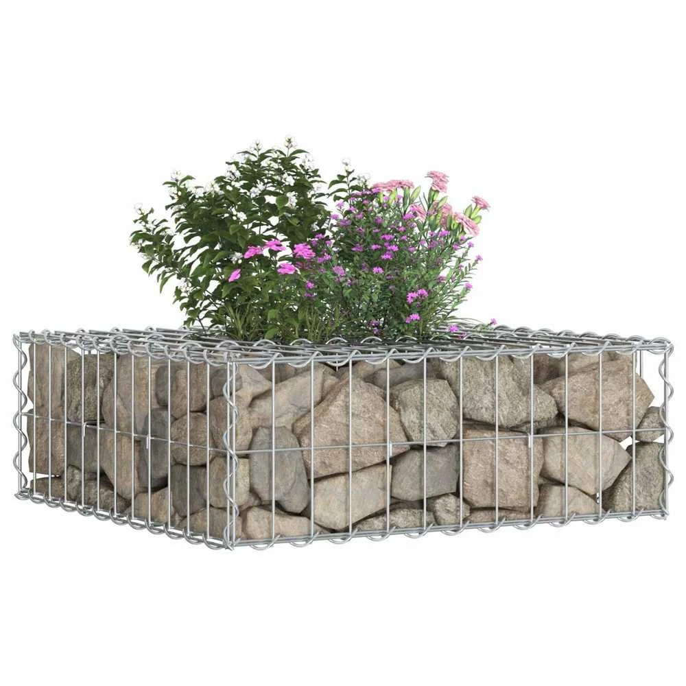 Gabioninė pakelta lova 60 x 60 x 20 cm Cinkuota plienas Sidabro