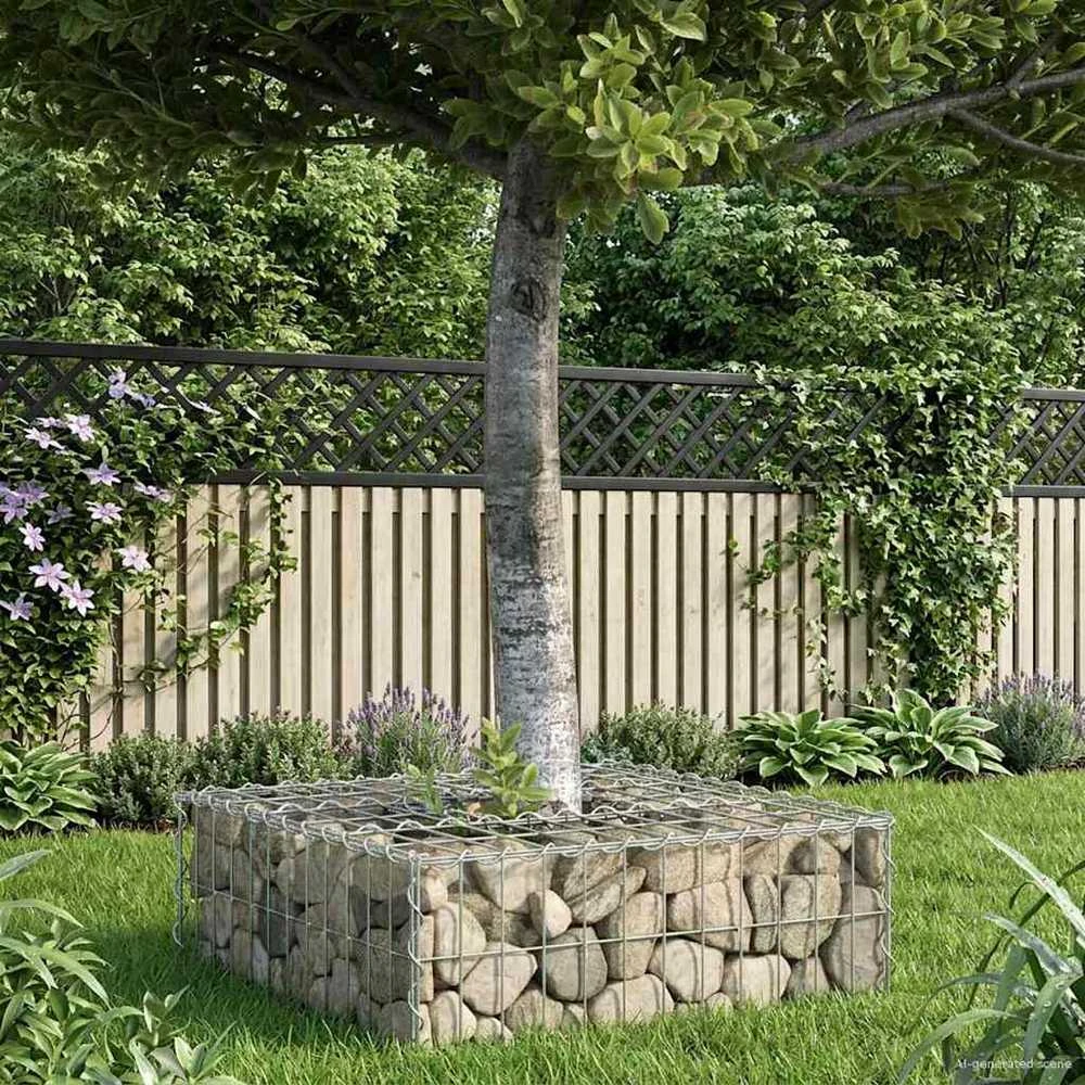 Gabioninė pakelta lova 60 x 60 x 20 cm Cinkuota plienas Sidabro