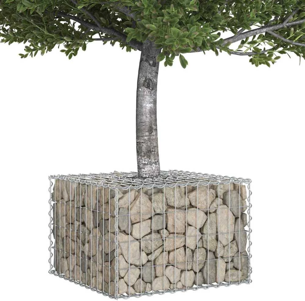 Gabioninė pakelta lova 60 x 60 x 40 cm Cinkuota plienas Sidabro