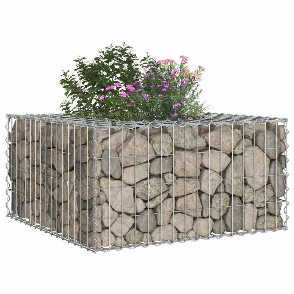Gabioninė pakelta lova 80 x 80 x 40 cm Cinkuota plienas Sidabro