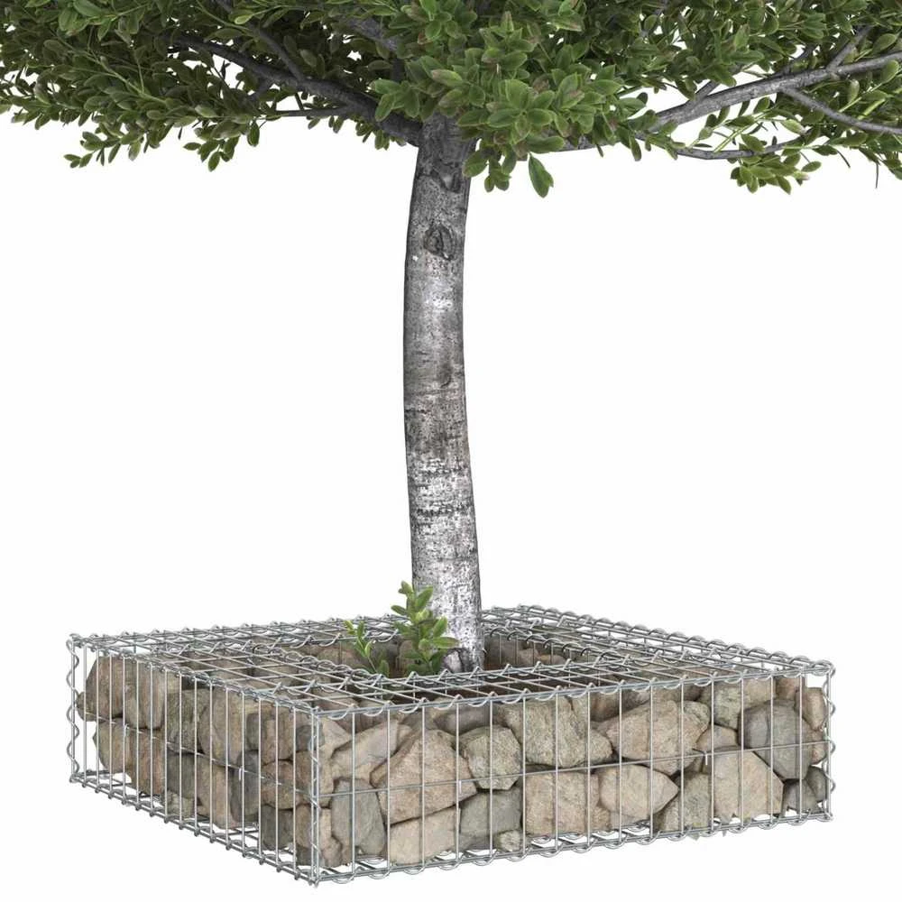 Gabioninė pakelta lova 80 x 80 x 20 cm Cinkuota plienas Sidabro