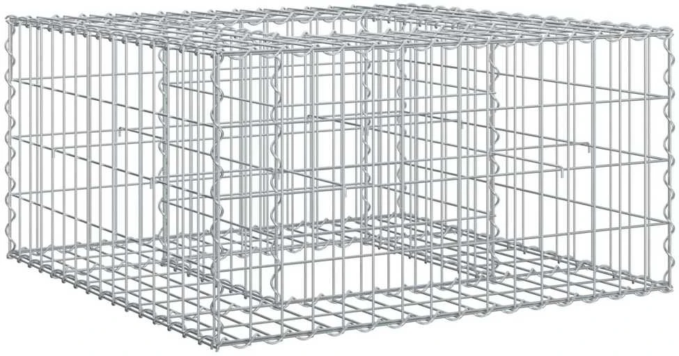 Gabioninė pakelta lova 80 x 80 x 40 cm Cinkuota plienas Sidabro