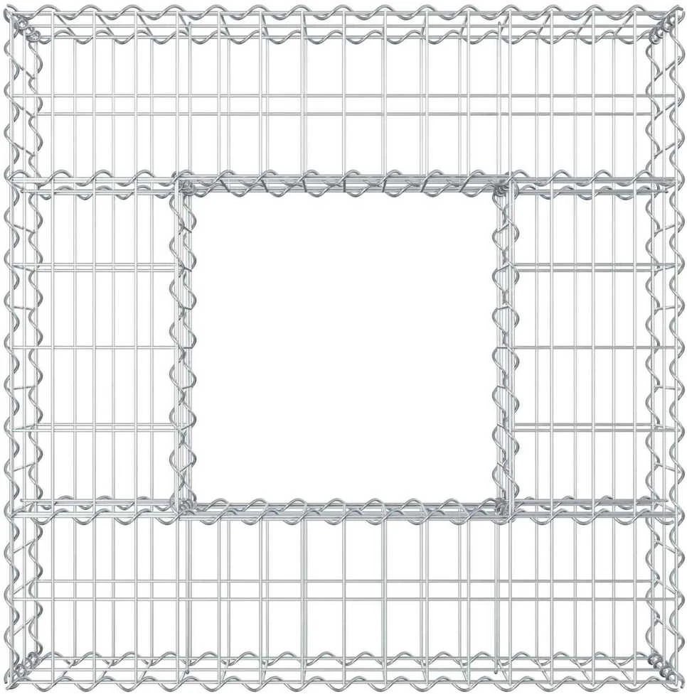 Gabioninė pakelta lova 80 x 80 x 20 cm Cinkuota plienas Sidabro