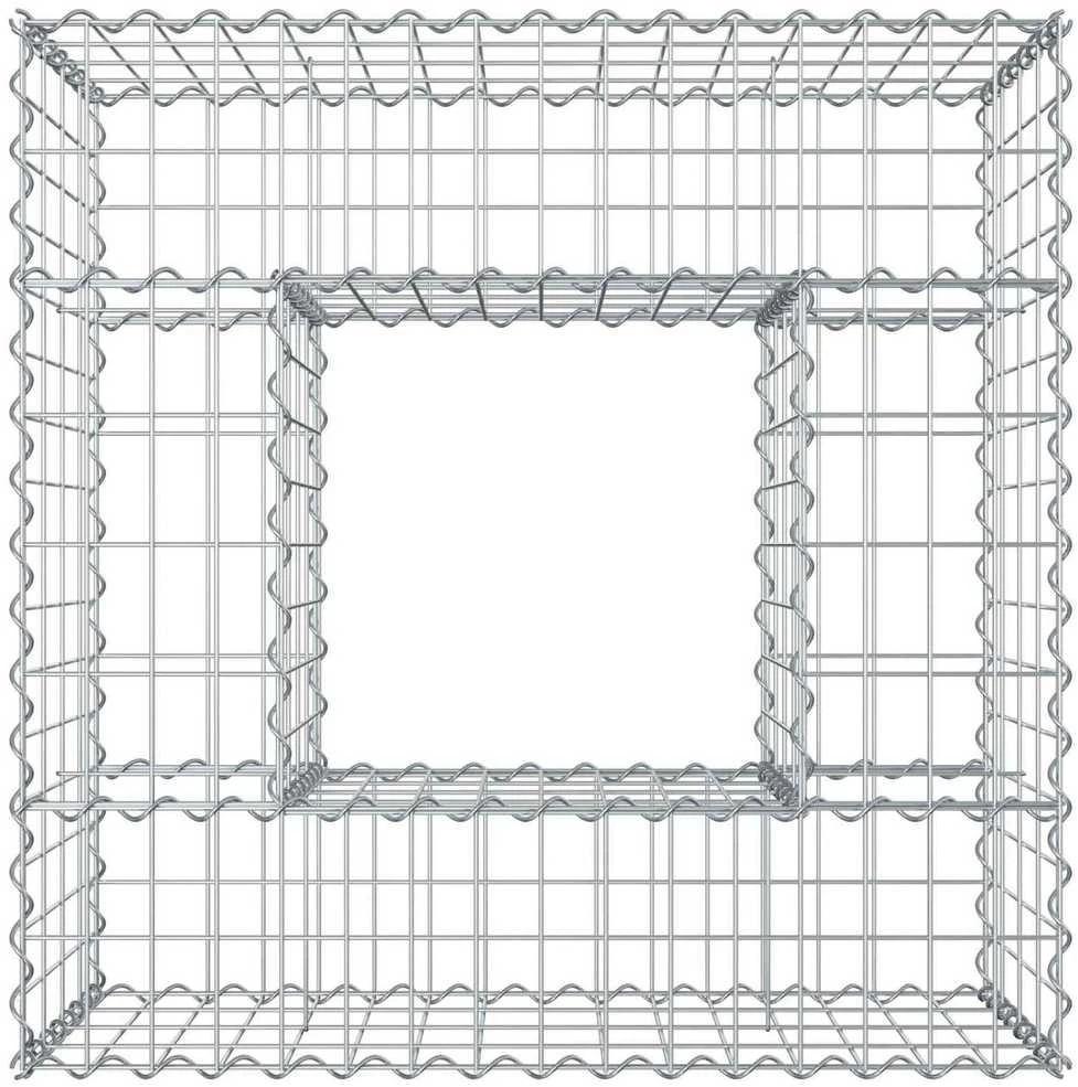 Gabioninė pakelta lova 80 x 80 x 40 cm Cinkuota plienas Sidabro