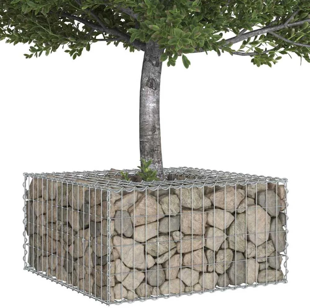 Gabioninė pakelta lova 80 x 80 x 40 cm Cinkuota plienas Sidabro