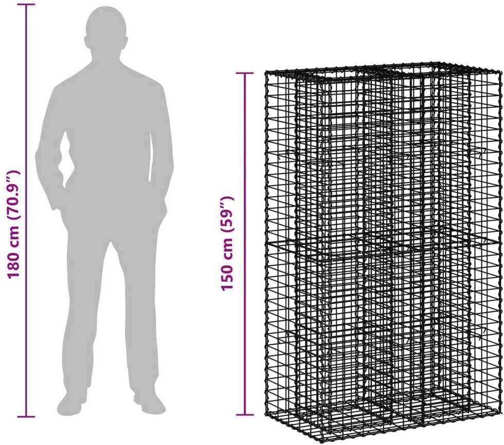 Gabioninė pakelta lova 90 x 50 x 150 cm Galvanizuotas plienas