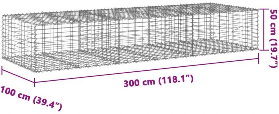 Gabiono krepšys su dangčiu, 300x100x50cm, galvanizuota geležis