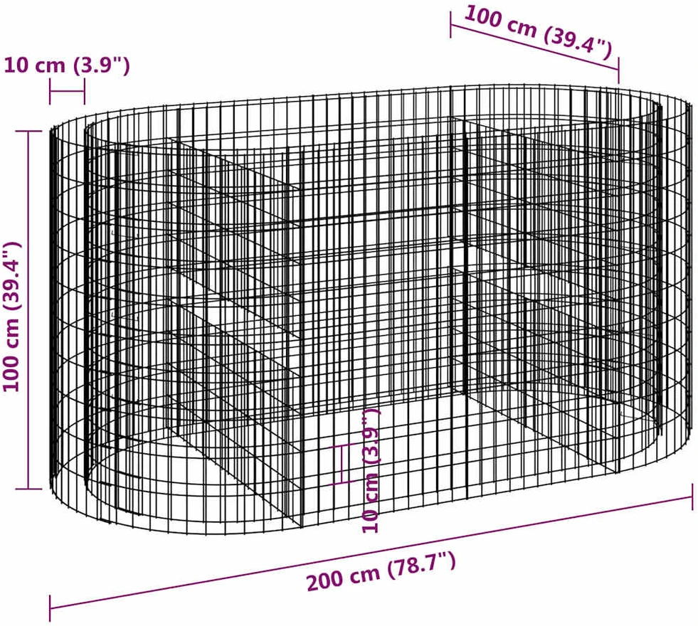 Gabiono lovelis, 200x100x100cm, galvanizuota geležis, aukštas