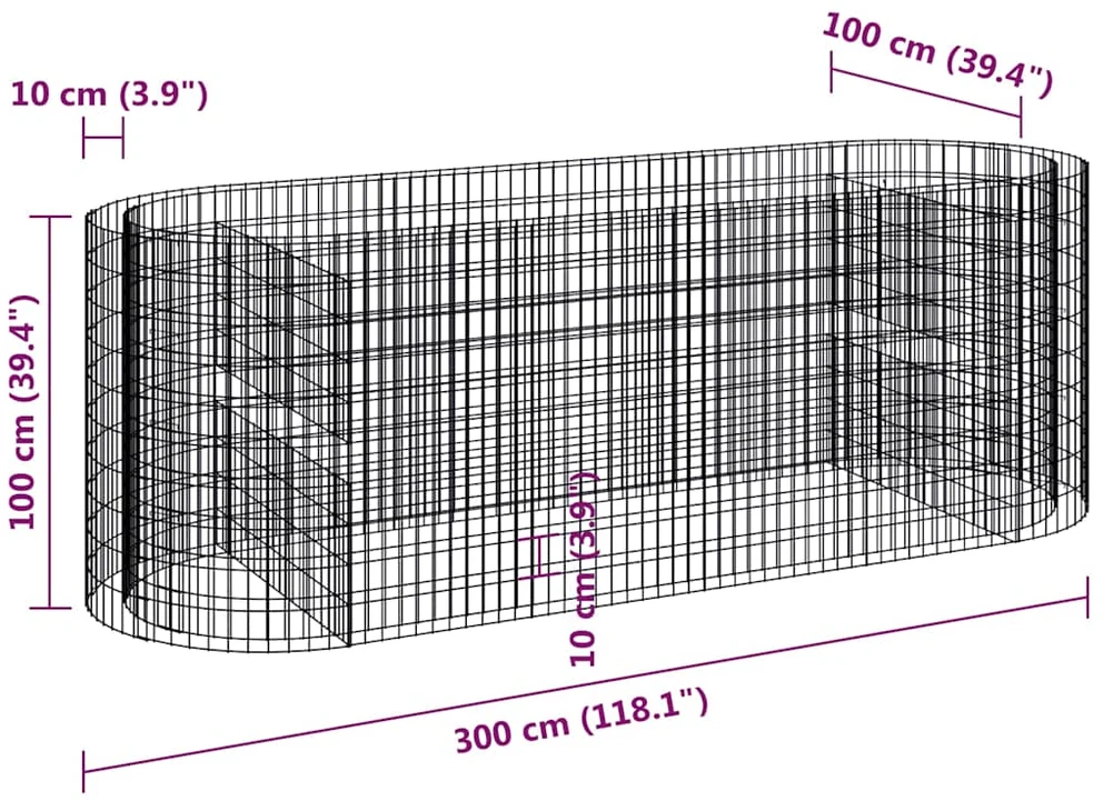 Gabiono lovelis, 300x100x100cm, galvanizuota geležis, aukštas