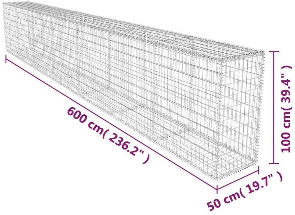 Gabiono siena su dang., 600x50x100cm, galvanizuotas plienas