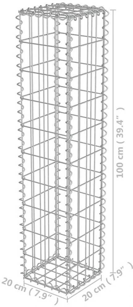 Gabiono siena su dang., galvanizuotas plienas, 20x20x100cm