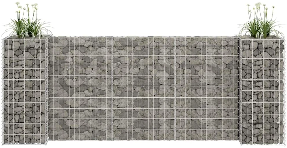 Gabiono vazonas, 260x40x100cm, plieninė viela, H formos