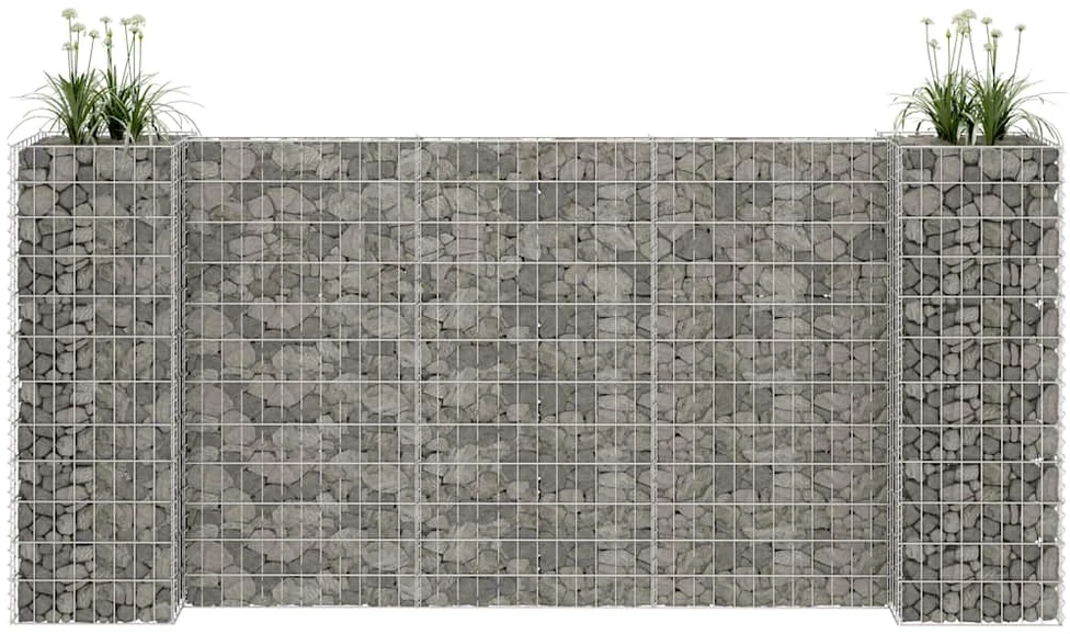 Gabiono vazonas, 260x40x120cm, plieninė viela, H formos