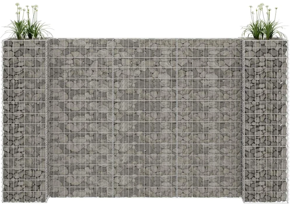 Gabiono vazonas, 260x40x150cm, plieninė viela, H formos