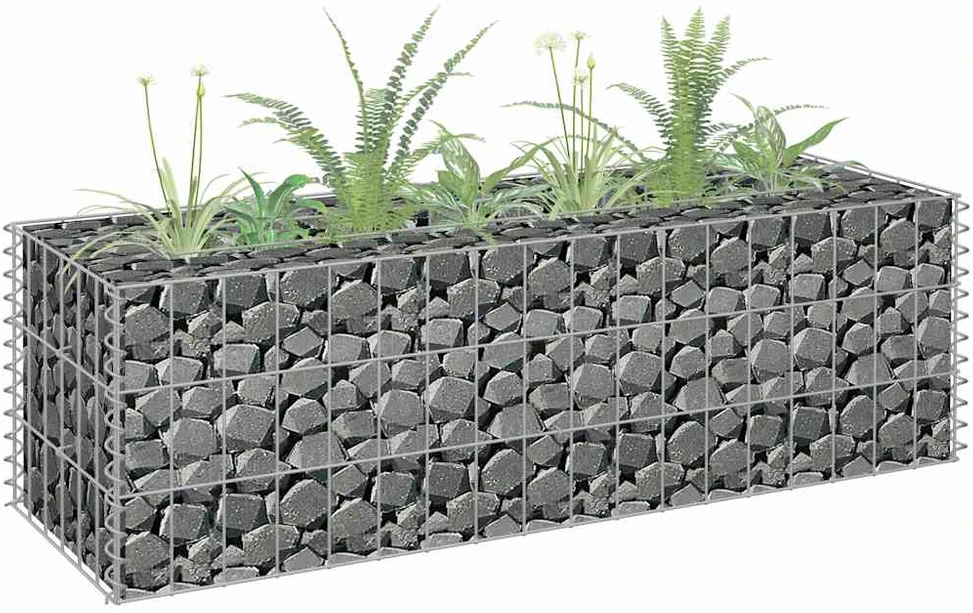 Gabiono vazonas, 90x30x30cm, galvanizuotas plienas, aukštas