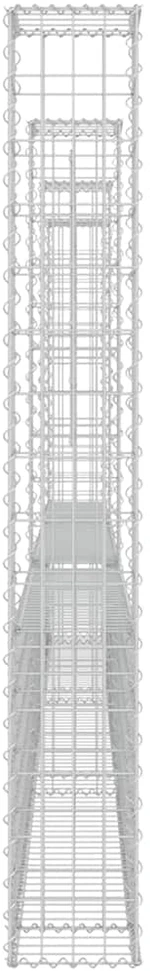 Gabionų krepšiai su 4 kolonomis, 380x20x150cm, geležis