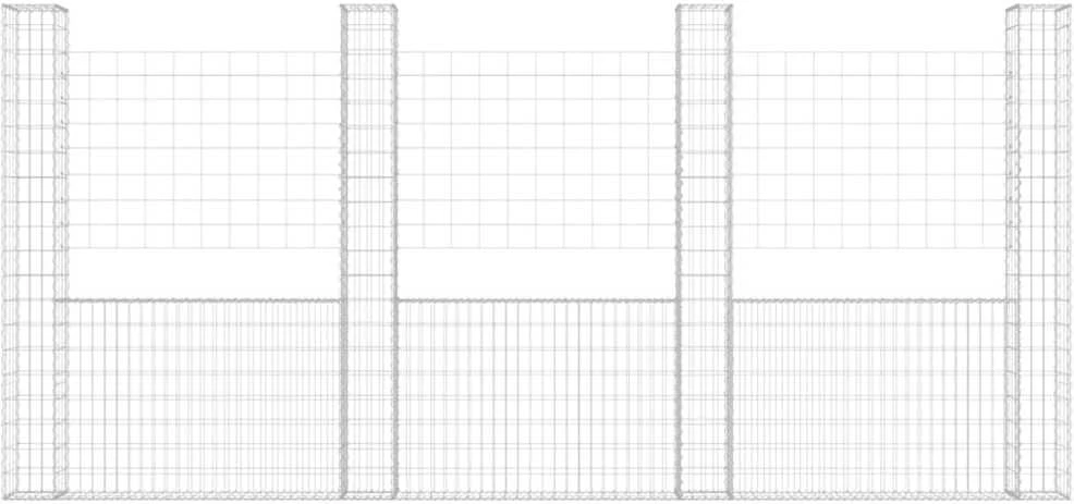 Gabionų krepšiai su 5 kolonomis, 500x20x200cm, geležis