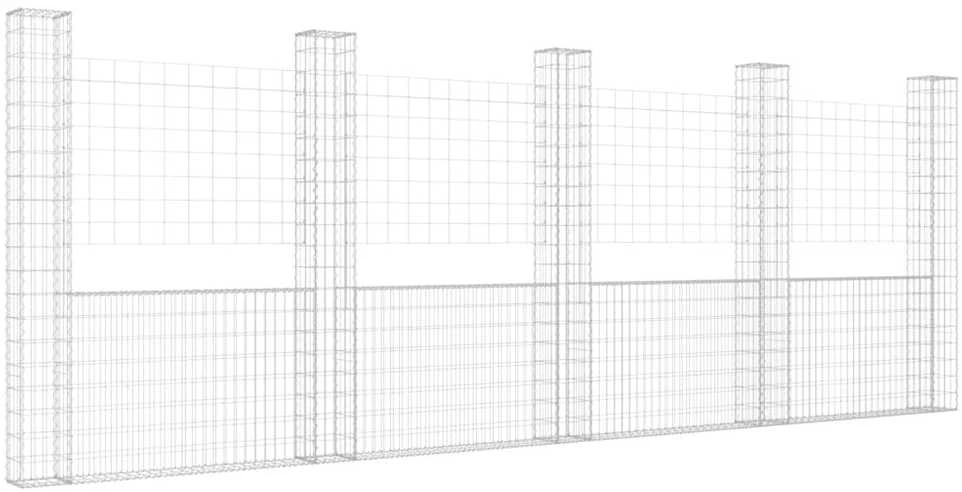 Gabionų krepšiai su 5 kolonomis, 500x20x200cm, geležis