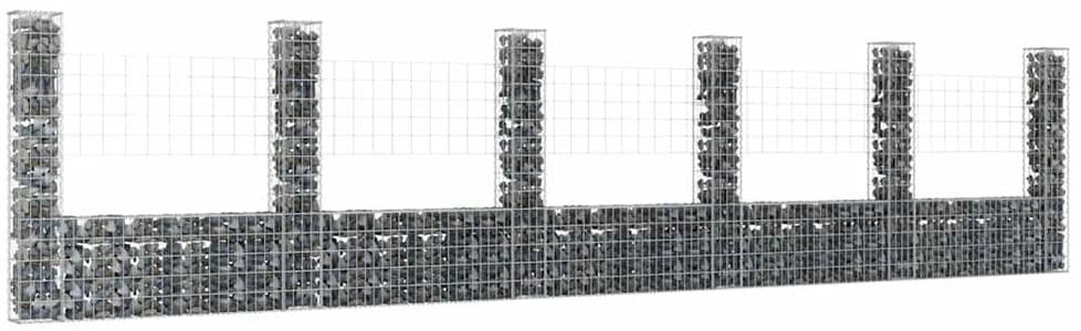 Gabionų krepšiai su 6 kolonomis, 620x20x150cm, geležis