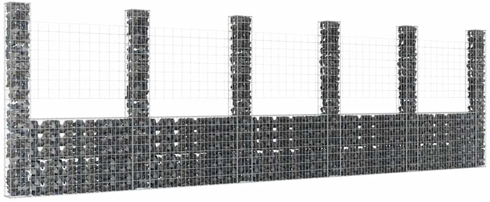 Gabionų krepšiai su 6 kolonomis, 620x20x200cm, geležis