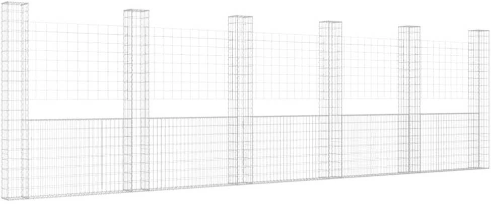 Gabionų krepšiai su 6 kolonomis, 620x20x200cm, geležis