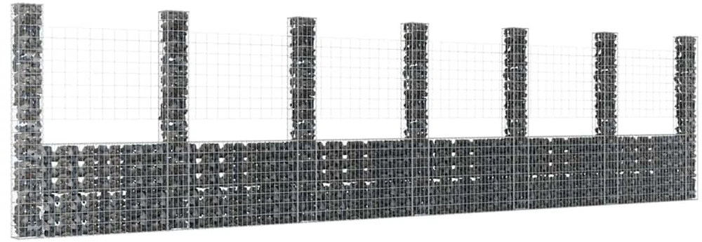 Gabionų krepšiai su 7 kolonomis, 740x20x200cm, geležis