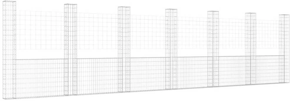 Gabionų krepšiai su 7 kolonomis, 740x20x200cm, geležis