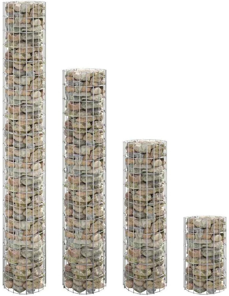 Gabionų loveliai, 4vnt., 30x50/100/150/200cm, apskriti, aukšti