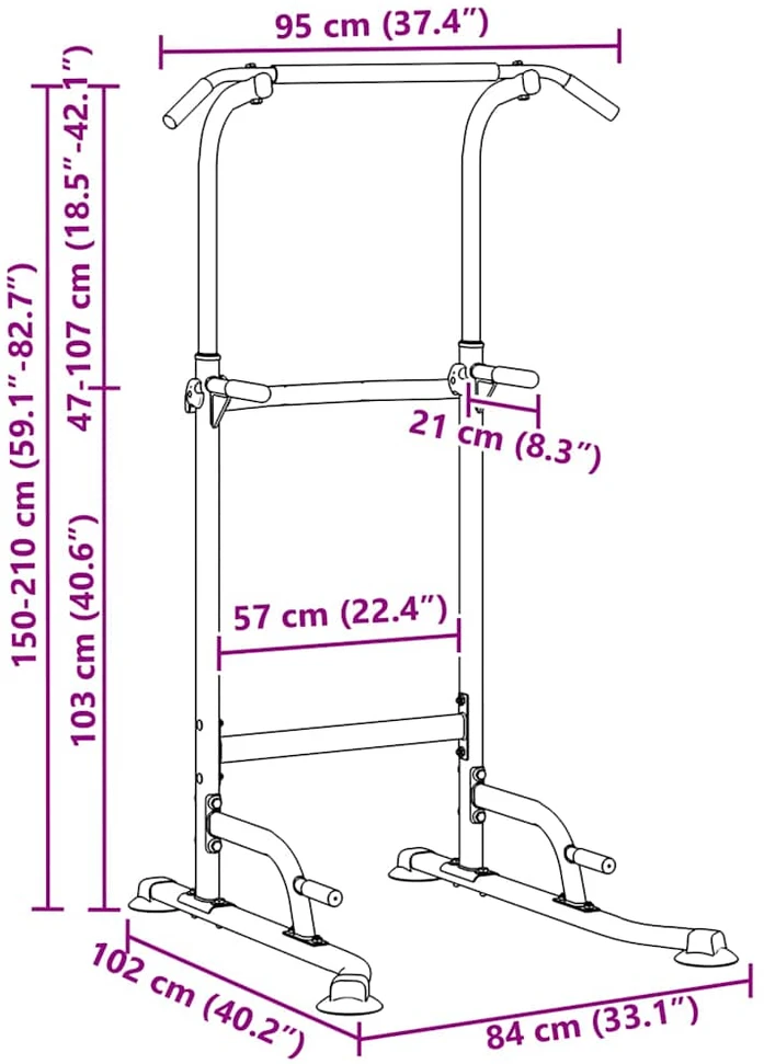 Galia bokštas su dip stotimi Juoda 102 x 95 x 210 cm