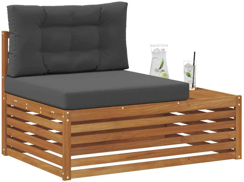 Lauko galinė sofa su pagalve Natūrali 115 x 83 x 73 cm