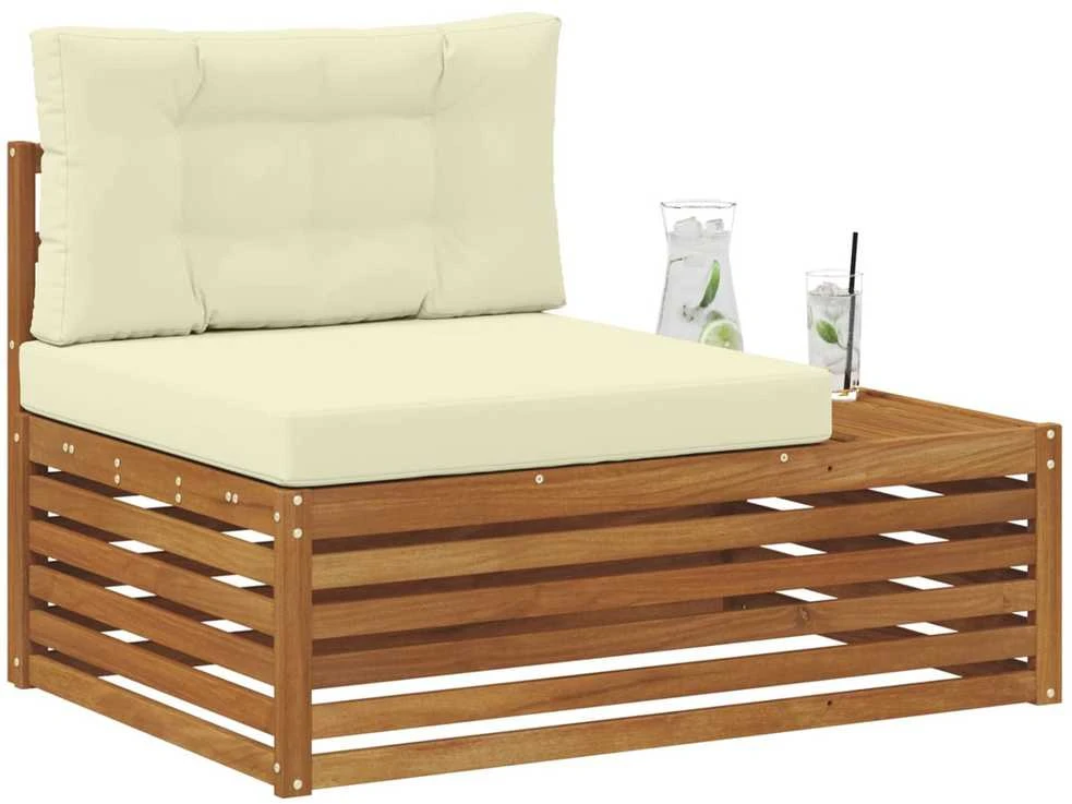 Lauko galinė sofa su pagalve Natūrali 115 x 83 x 73 cm