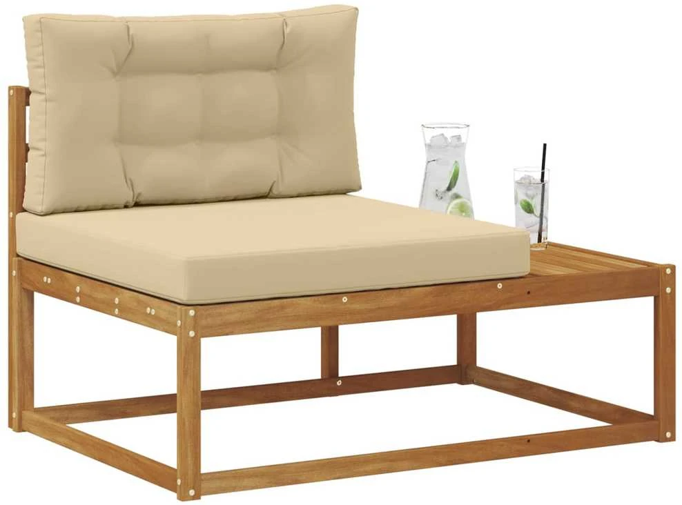 Lauko galinė sofa su pagalve Natūrali 115 x 83 x 73 cm