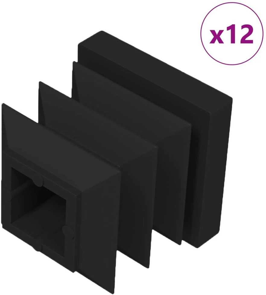 Galinių dangtelių 12 vnt. Juoda 15 x 15 x 15 mm PP