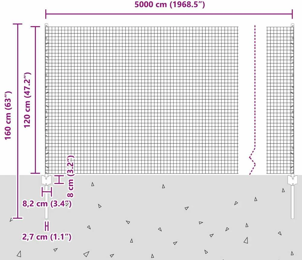 Suvirintas vielos tvora su stulpeliais 50 x 1,2 m Žalia