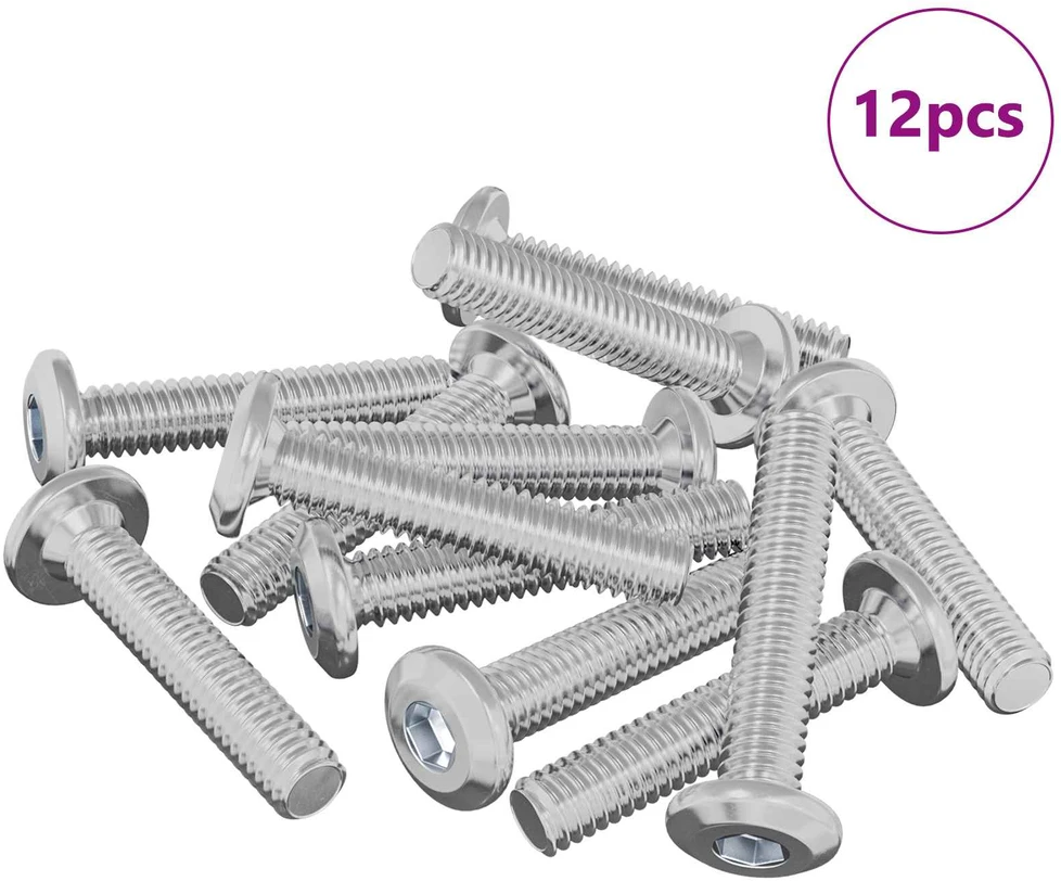 Galvos užrakto varžtas 12 vnt. Sidabro M6 x 30 mm Plienas